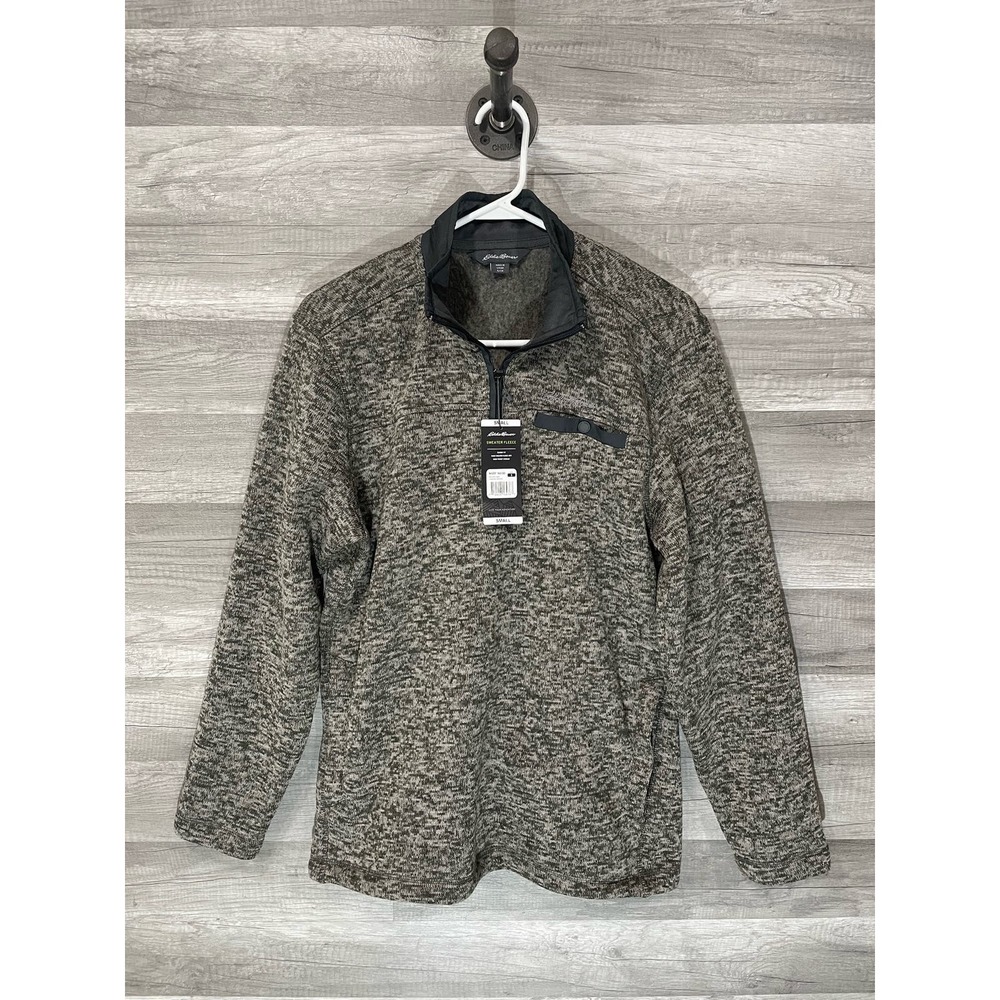 Eddie Bauer Gray Sweater Fleece Jacket Mens Small